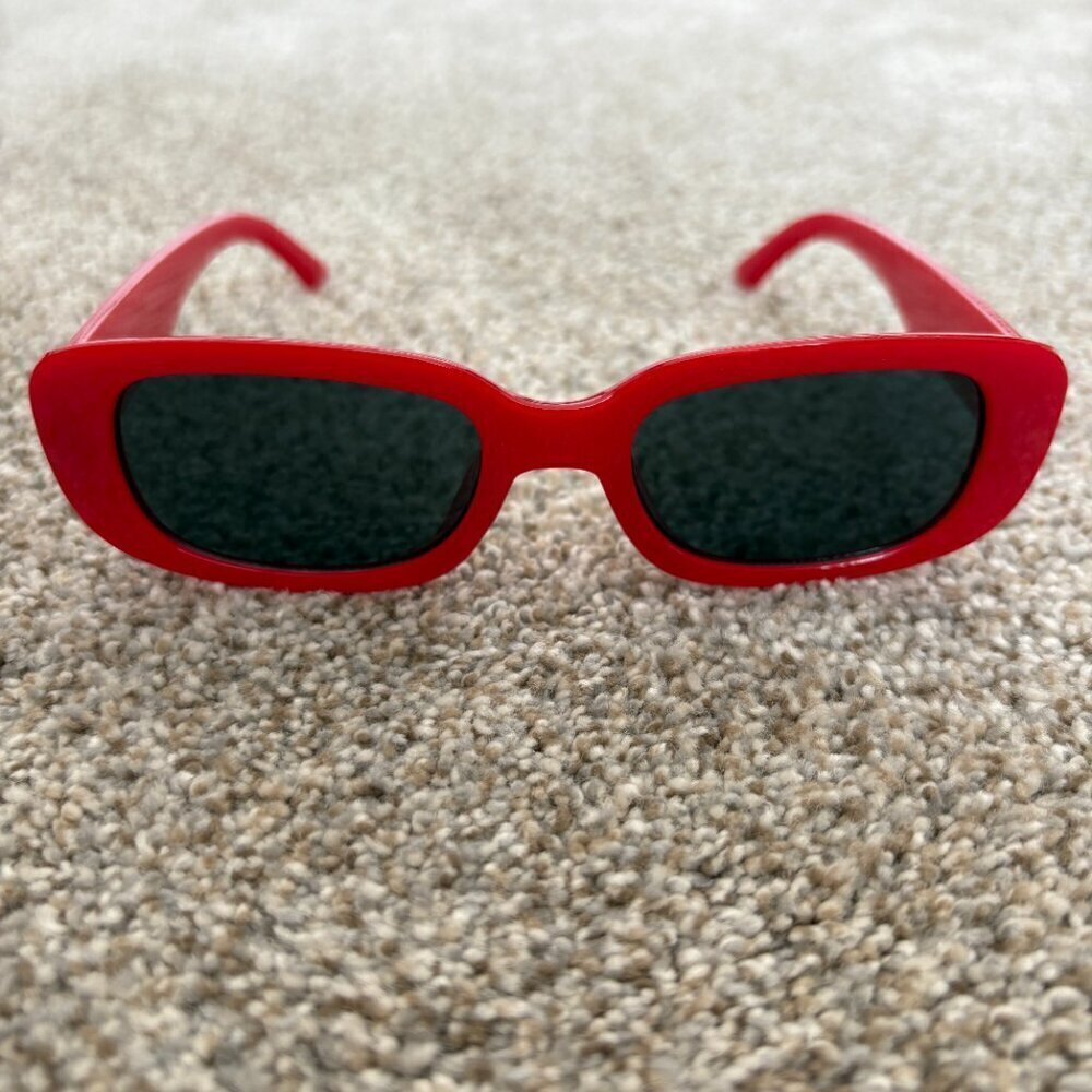 Square Frame Red Sunglasses Square Y2K Bold Trendy Festival
